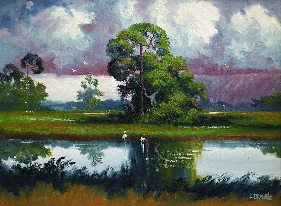 WILLIE DANIELS RAIN STORM HIGHWAYMEN PAINTING (1 of 4)