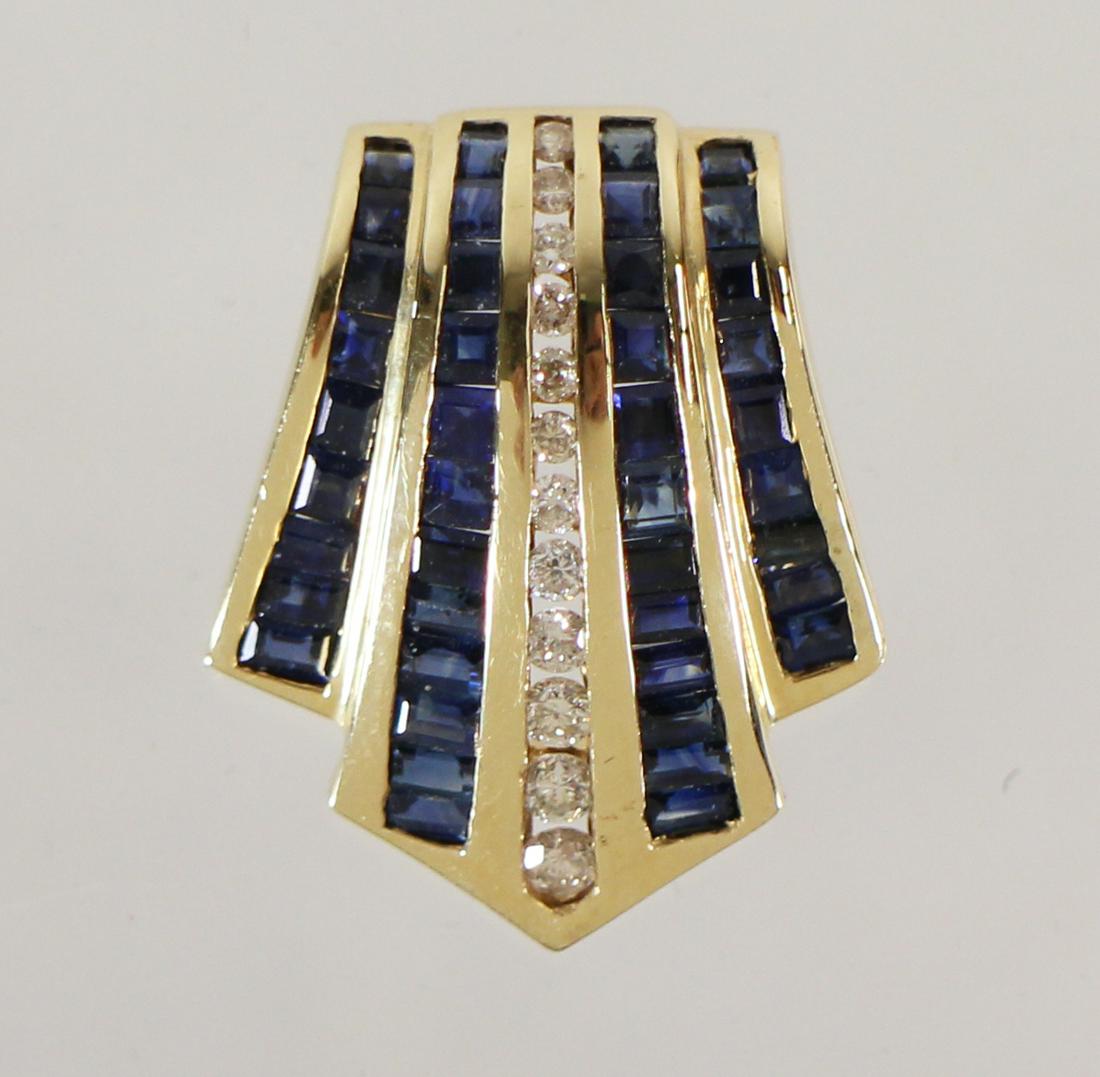 14K BLUE SAPPHIRE & DIAMOND SLIDE PENDANT (1 of 3)