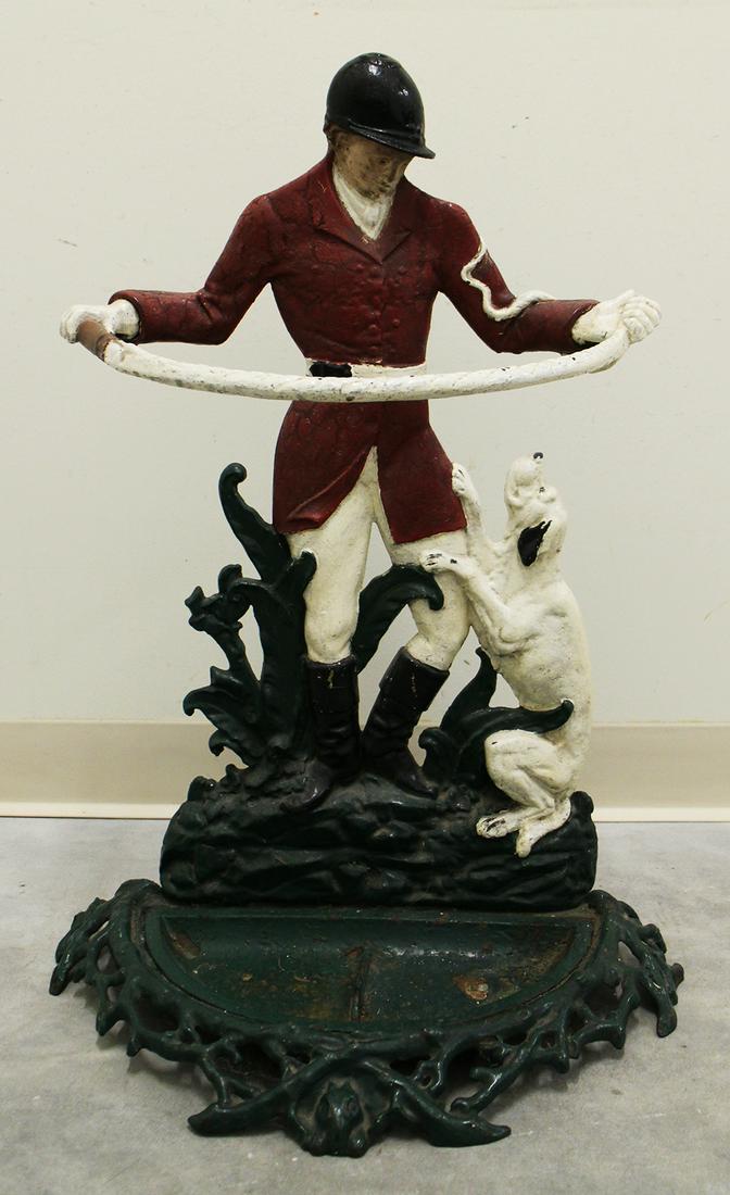 CAST IRON FOX HUNTER & DOG UMBRELLA STAND (1 of 3)
