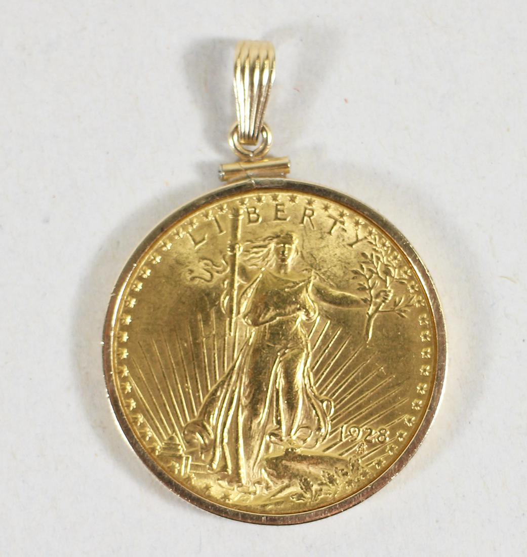1928 $20 ST GAUDENS GOLD COIN PENDANT (1 of 2)
