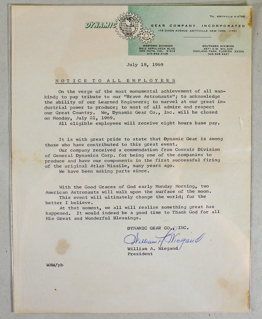 DYNAMIC GEER COMPANY LETTER DATED 1969 (1 of 3)