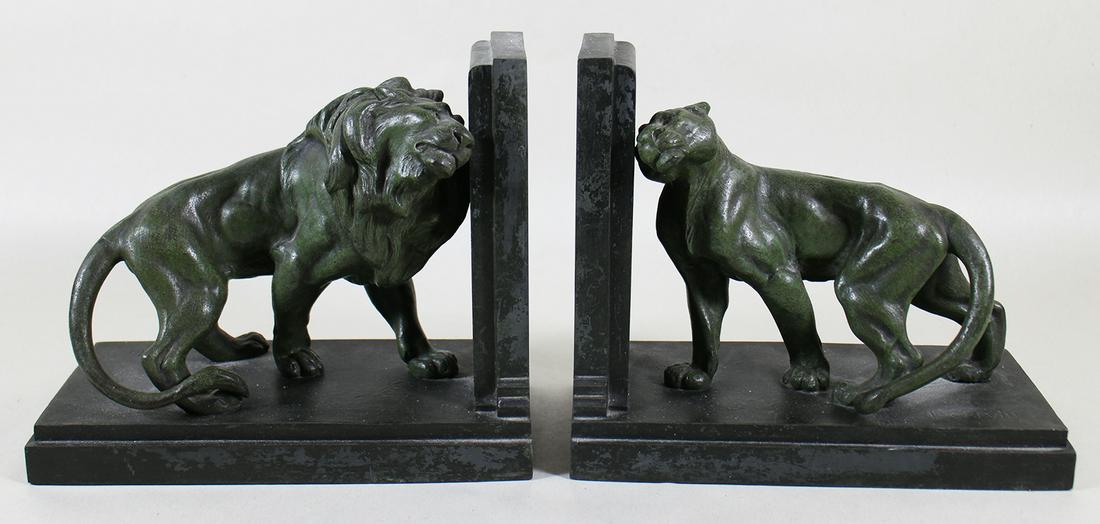 LOUIS CARVIN ART DECO LION BOOKENDS (1 of 4)