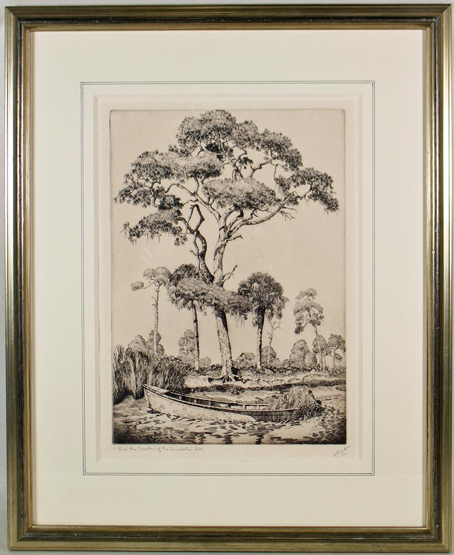 WALTER LOCKE ON THE BANKS OF THE ANCLOTE ETCHING (1 of 3)