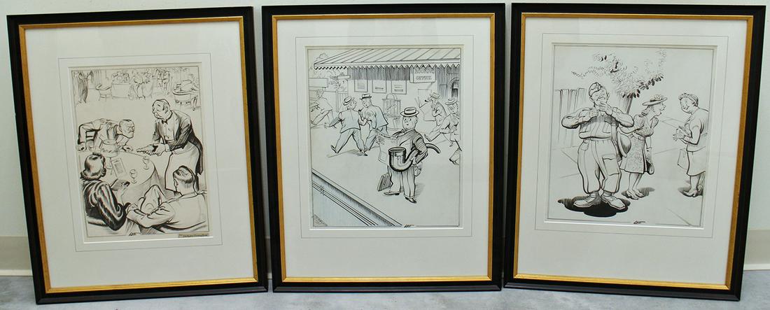 (3) JOSEPH LEE CARTOONIST DRAWINGS (1 of 5)