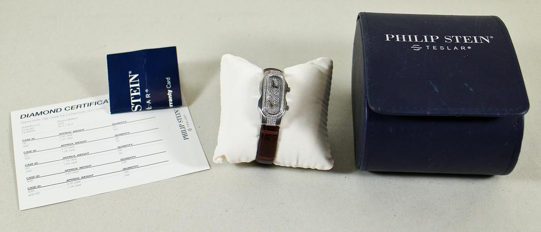 PHILIP STEIN TESLAR DIAMOND DUAL TIME WATCH (1 of 4)