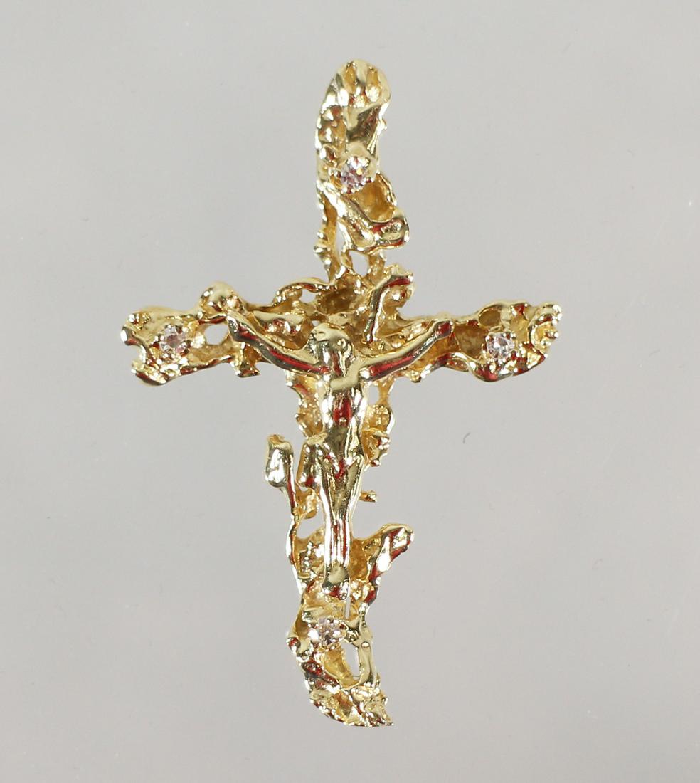 14K GOLD DIAMOND CRUCIFIX CROSS PENDANT (1 of 2)