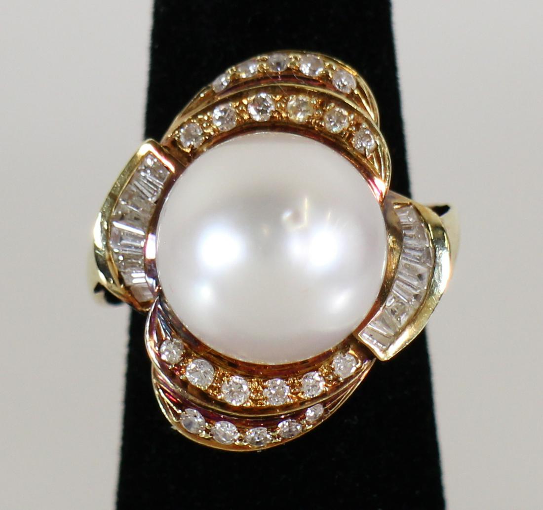 14K MABE PEARL & DIAMOND RING (1 of 3)