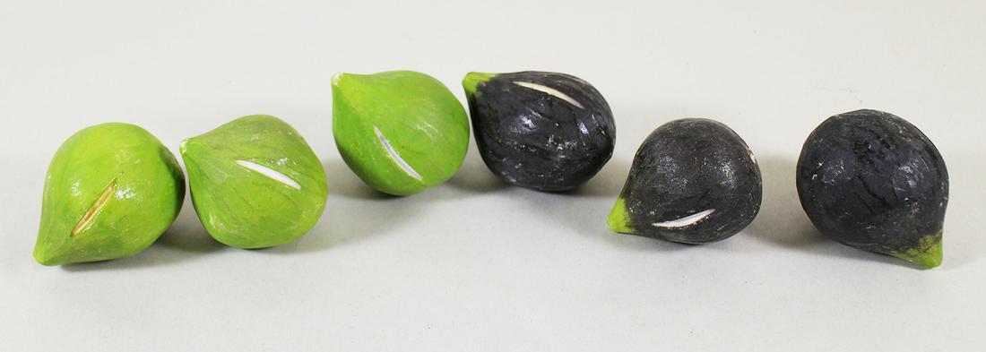 VINTAGE ITALIAN MARBLE FRUIT: Set of (6) marble figs. 2.5" long.
