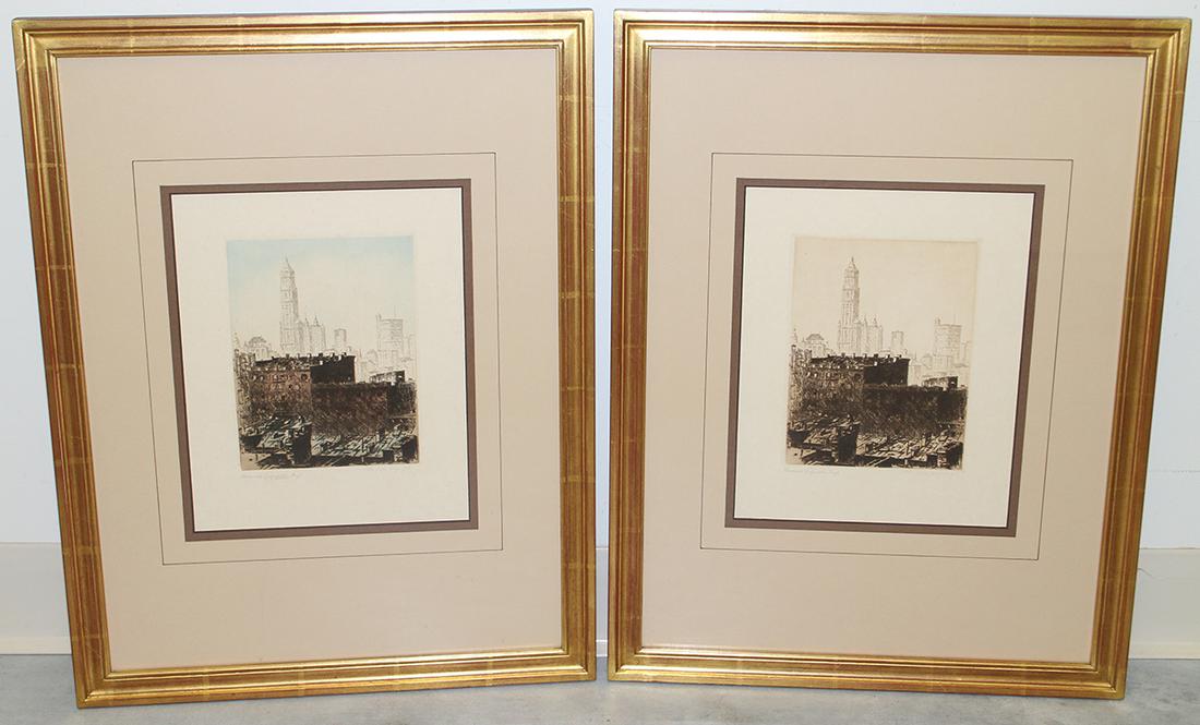 (2) JOHN TAYLOR ARMS "OUT OF MY WINDOW" ETCHINGS (1 of 3)