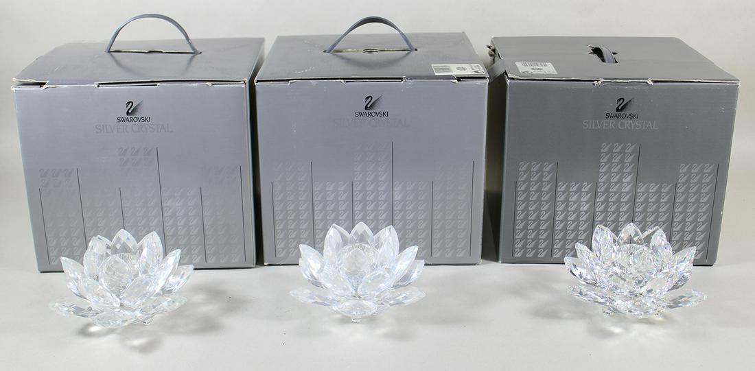 (3) SWAROVSKI WATER LILY CANDLE HOLDERS (1 of 2)