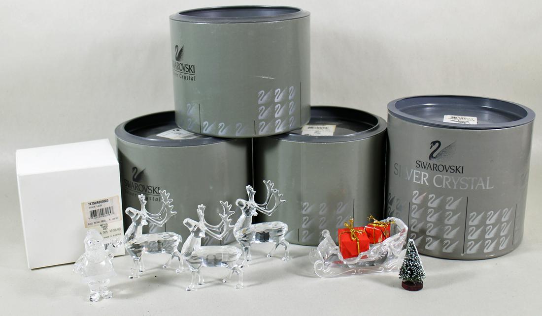 SWAROVSKI CRYSTAL SANTA, REINDEER, & SLEIGH (1 of 3)