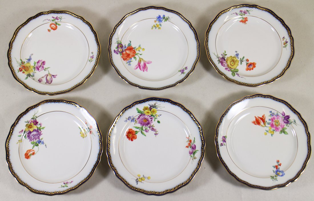 (6) MEISSEN FLOWER PLATES (1 of 3)