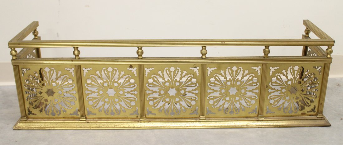 VICTORIAN FIREPLACE FENDER: Victorian reticulated fireplace fender. Measures 40.5" x 20" x 12"