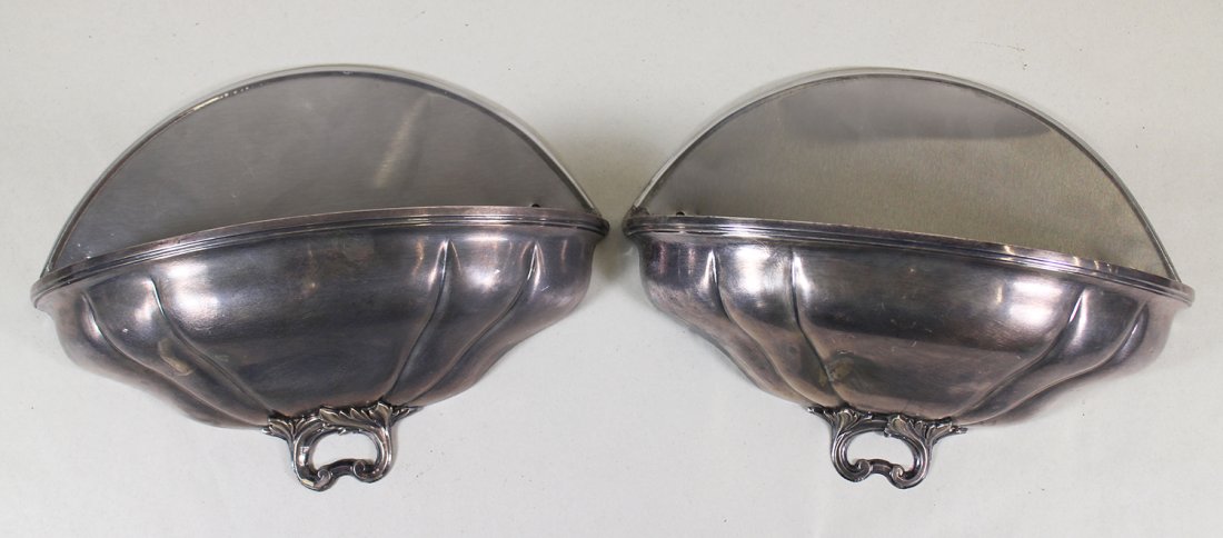 PAIR OF ENGLISH SILVERPLATE WALL PLANTERS (1 of 2)