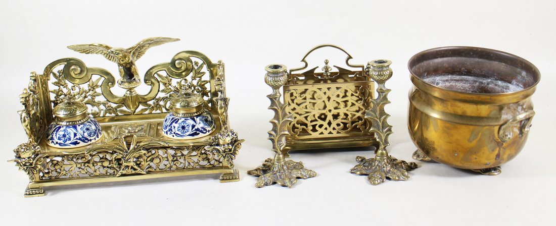 VINTAGE BRASS INKWELL & DESK ITEMS (1 of 3)