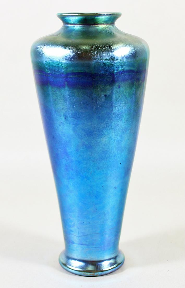 EARLY TIFFANY STUDIOS BLUE FAVRILE VASE (1 of 4)