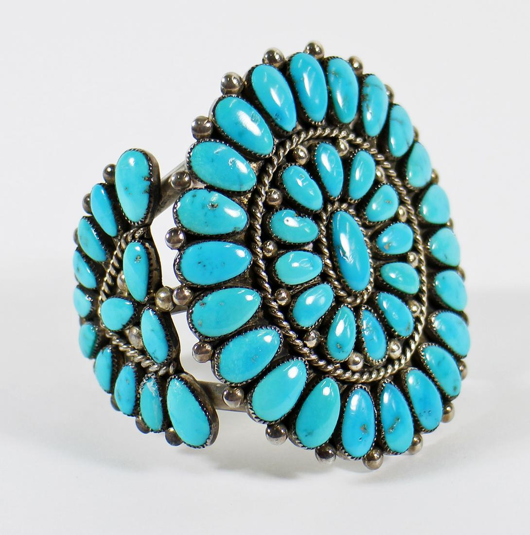ALICE QUAM ZUNI STERLING TURQUOISE BRACELET (1 of 5)