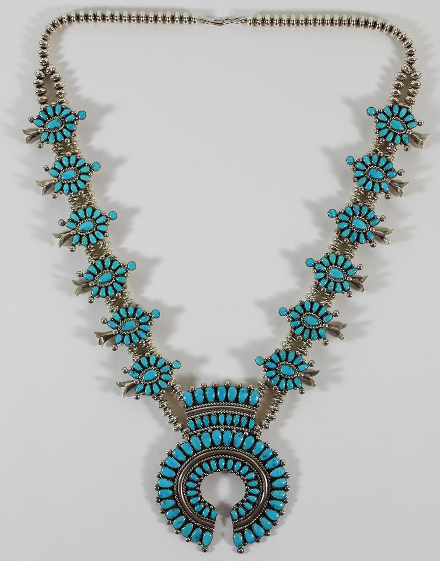 ALICE QUAM ZUNI STERLING SQUASH BLOSSOM NECKLACE (1 of 5)