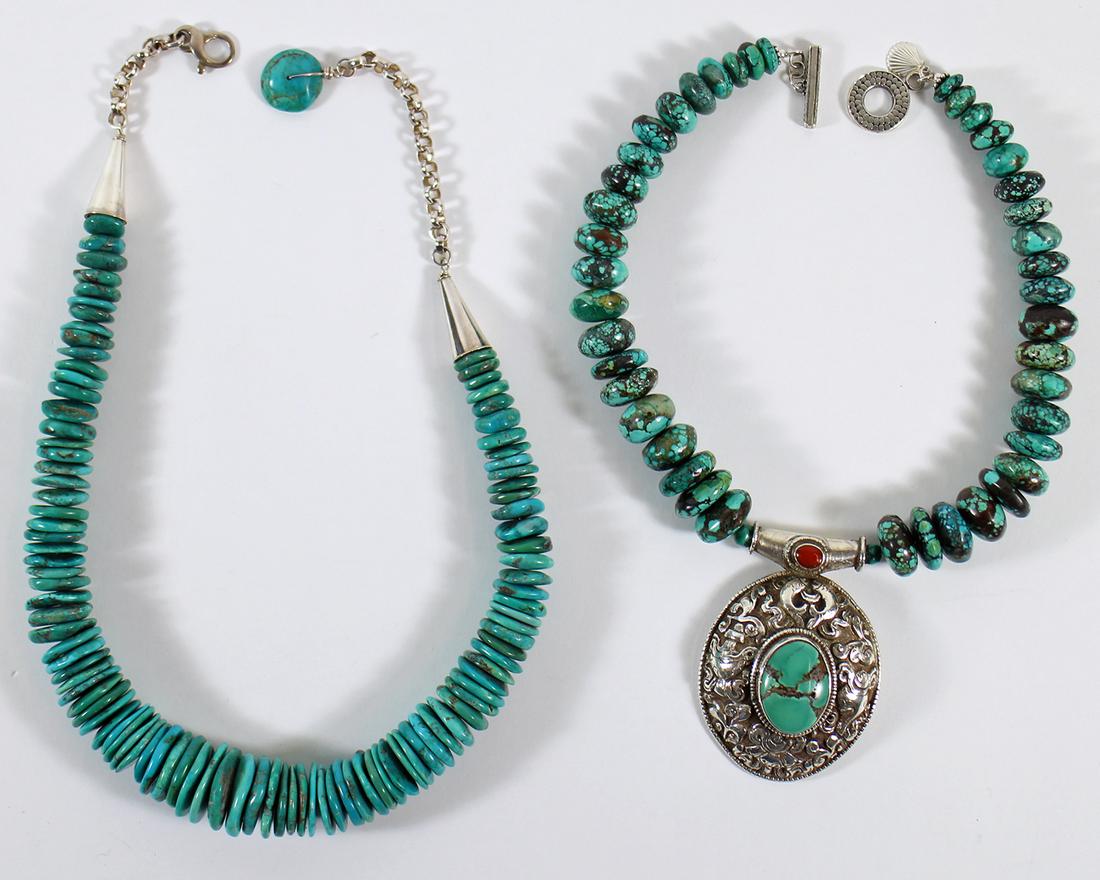 (2) TURQUOISE BEADED NECKLACES (1 of 5)