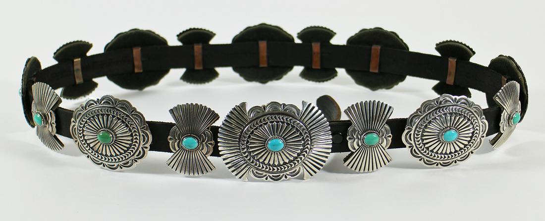 NATIVE AMERICAN CONCHO BELT - LEONARD PLATERO (1 of 5)