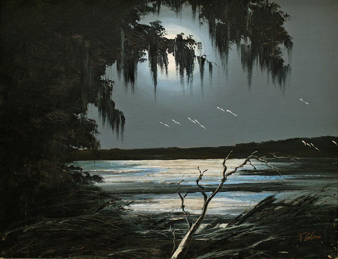 JAMES GIBSON NIGHT RIVER HIGHWAYMEN PAINTING (1 of 4)