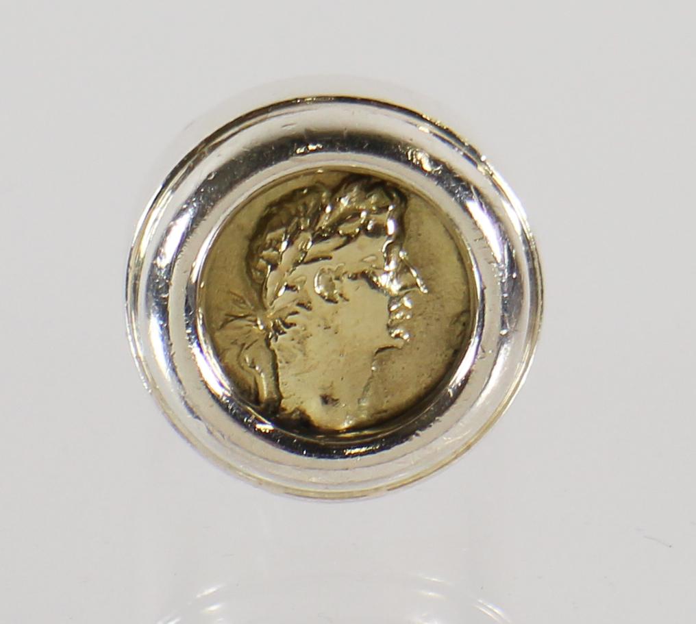 18K STERLING LOGOS CAVIAR ANCIENT COIN RING (1 of 6)