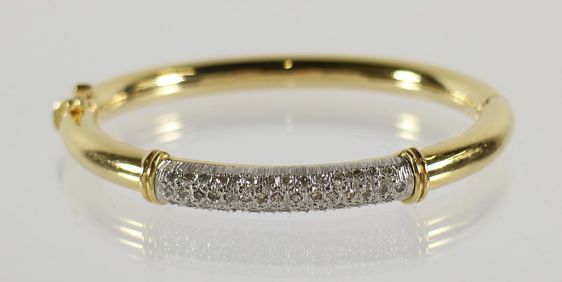 18K GOLD 1.30 CTW DIAMOND BANGLE BRACELET (1 of 3)
