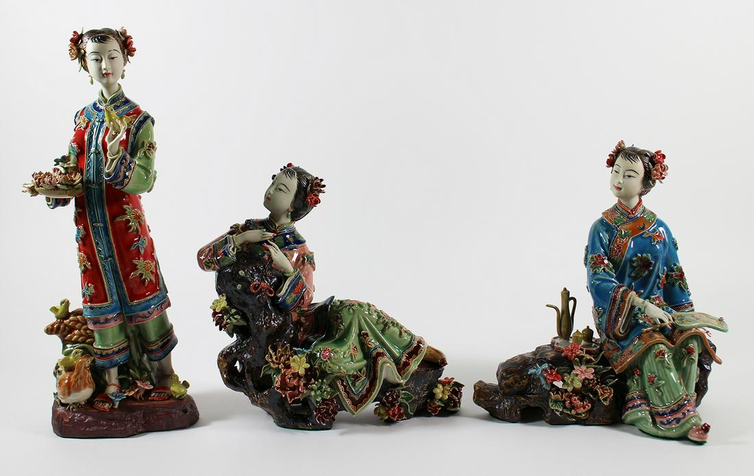 (3) CHINESE SHIWAN POTTERY FIGURES (1 of 9)