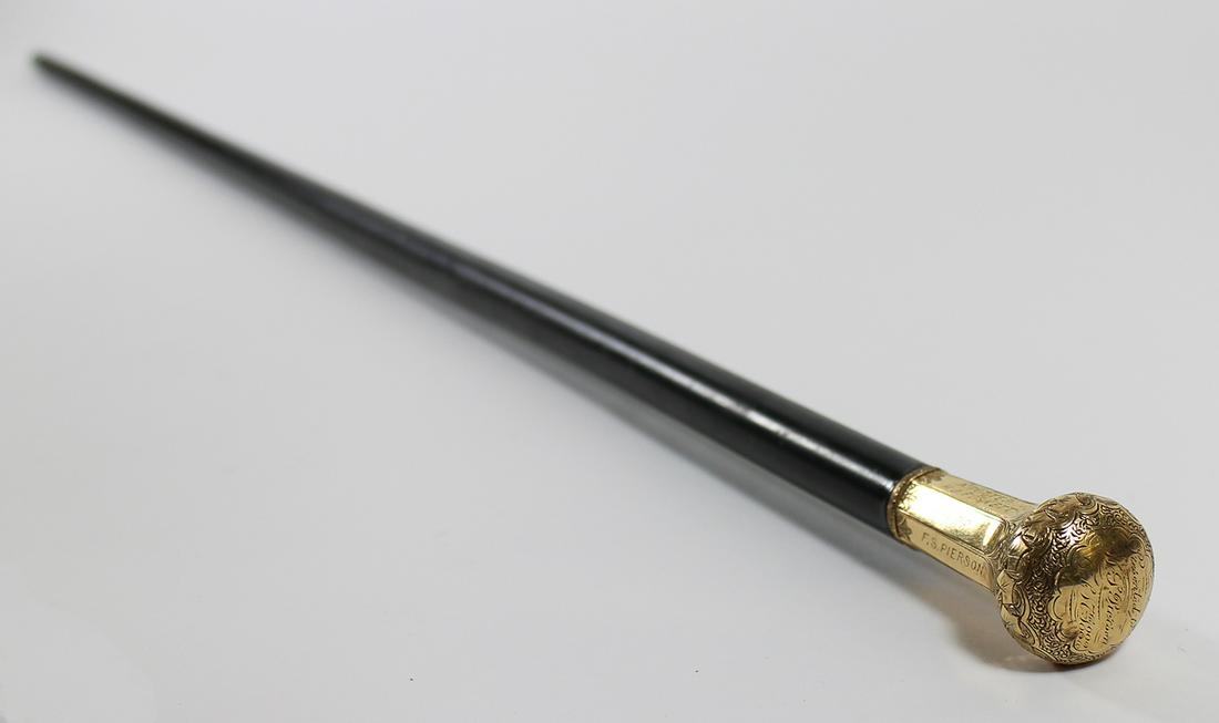 1882 14K PRESENTATION WALKING STICK (1 of 6)