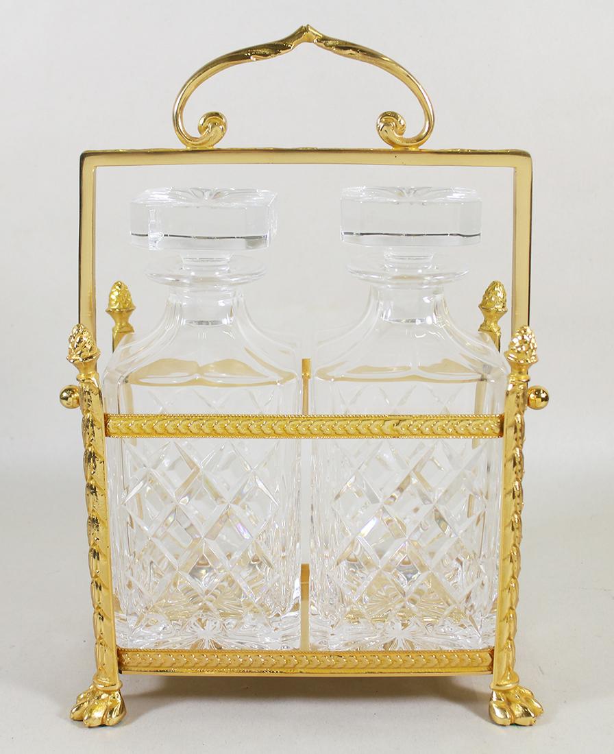 GOLD GILT CADDY & DECANTERS (1 of 2)