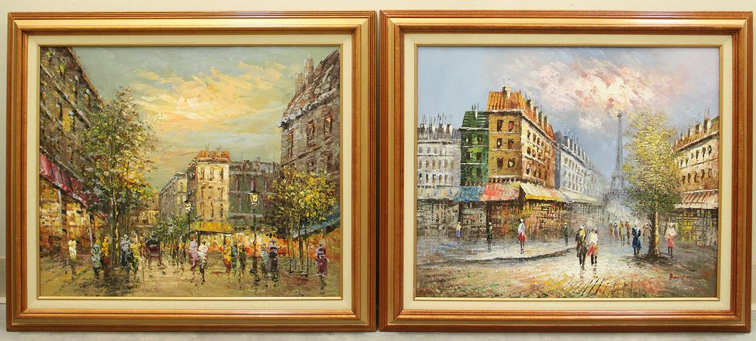 (2) FRENCH CITY SCENE PAINTINGS (1 of 3)