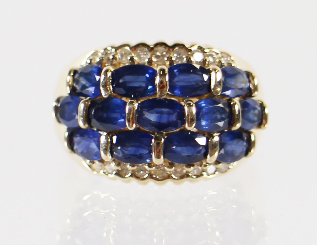 14K BLUE TOPAZ & DIAMOND RING (1 of 3)