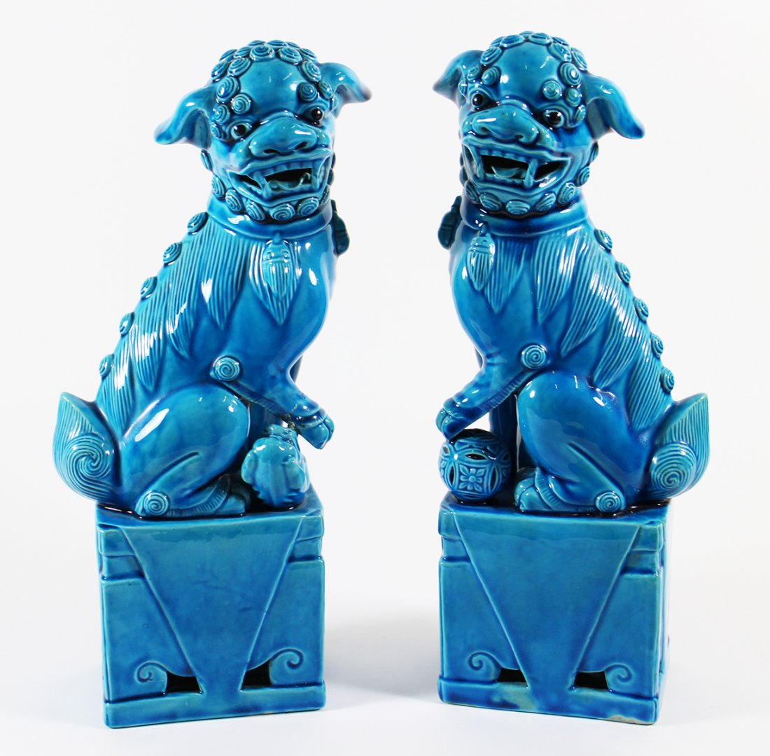 (2) CHINESE BLUE FOO DOGS (1 of 3)