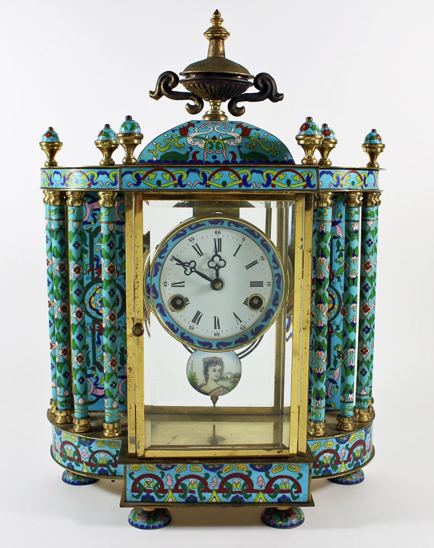 CLOISONNE MANTLE CLOCK (1 of 4)