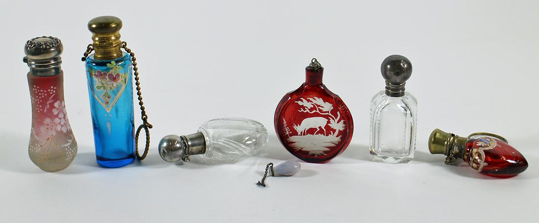 (6) ANTIQUE GLASS SCENT BOTTLES (1 of 4)