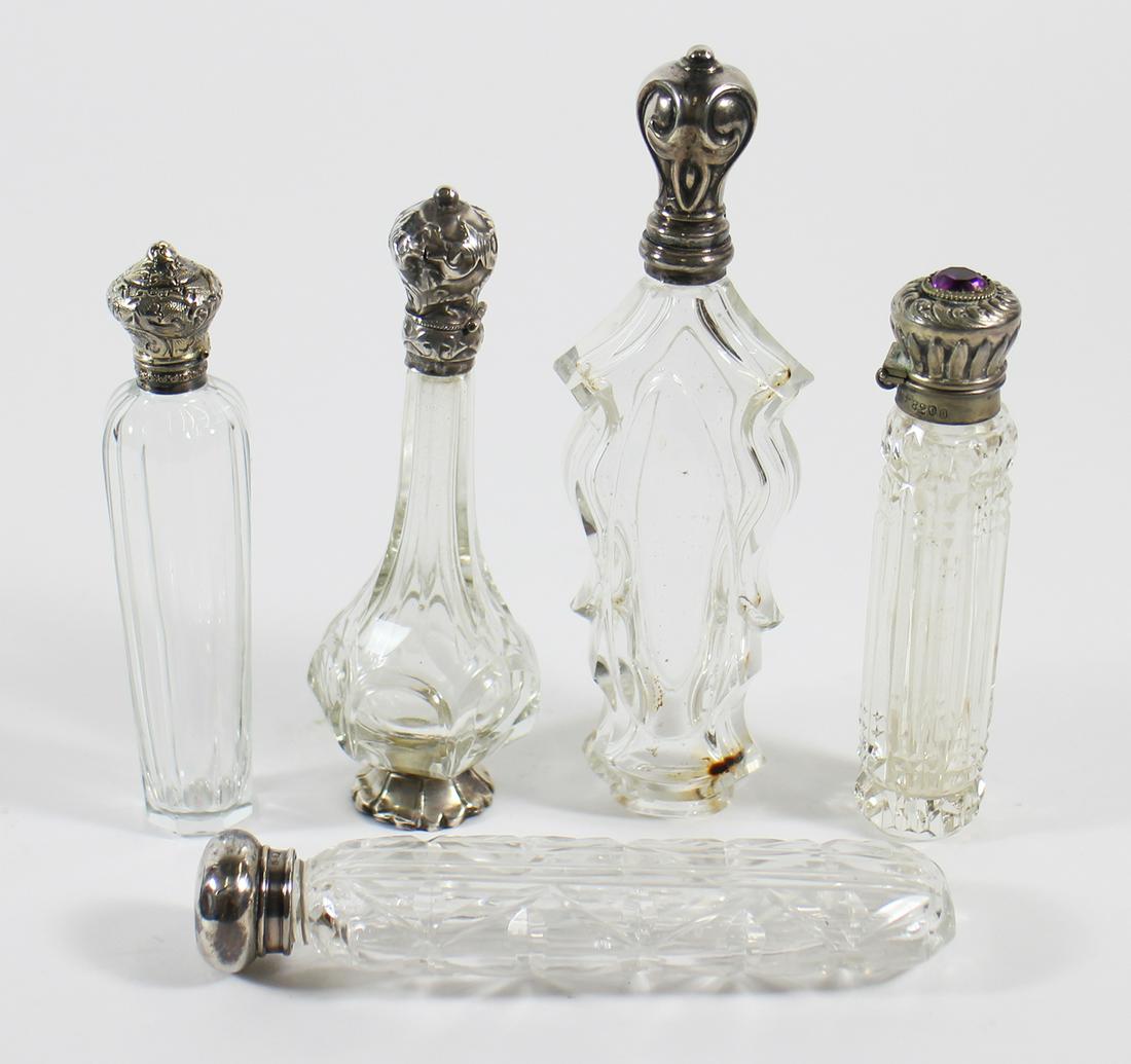 (5) ANTIQUE VICTORIAN GLASS SCENT BOTTLES (1 of 3)