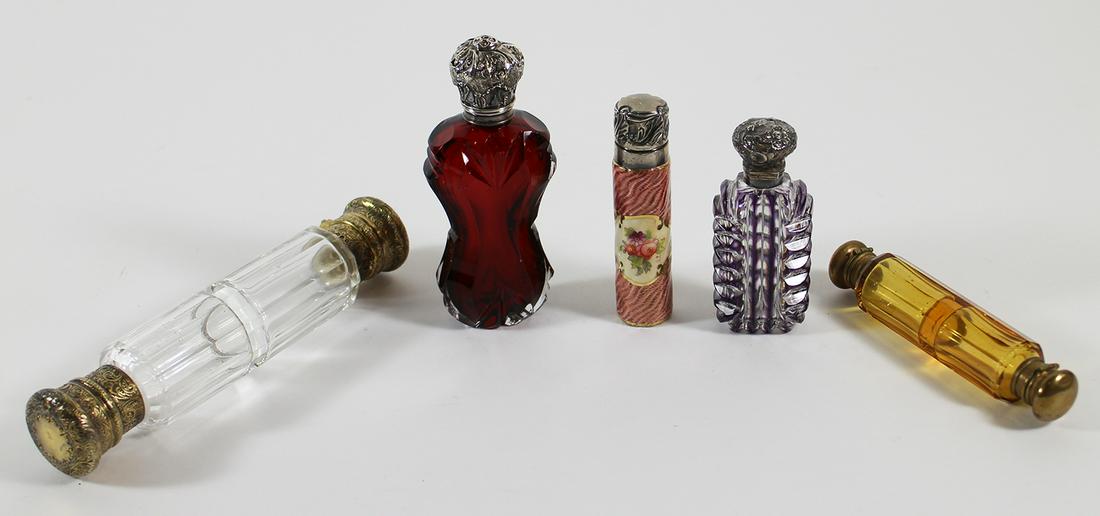 (5) ANTIQUE GLASS SCENT BOTTLES (1 of 5)