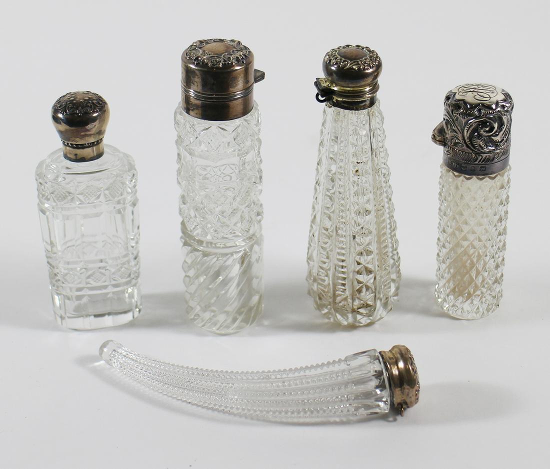 (5) ANTIQUE CUT GLASS VICTORIAN SCENT BOTTLES (1 of 3)