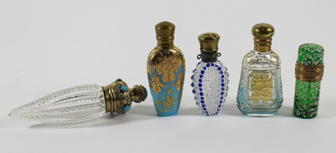 (5) ANTIQUE GLASS SCENT BOTTLES (1 of 3)