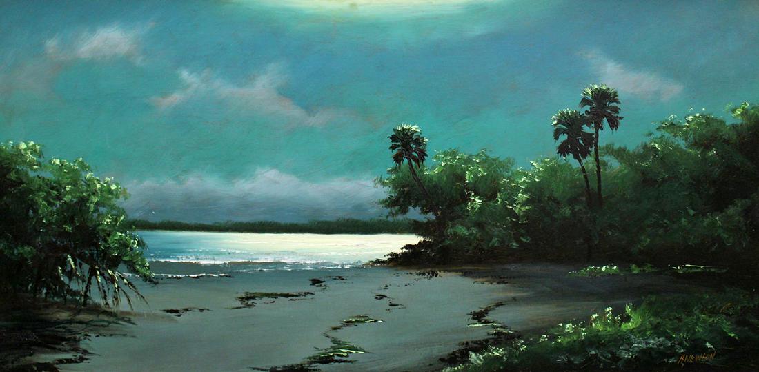 HAROLD NEWTON NIGHT BEACH HIGHWAYMEN PAINTING (1 of 6)