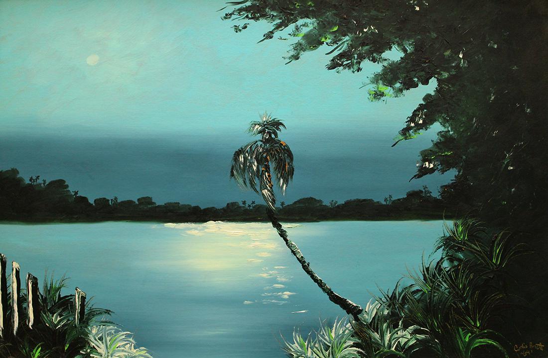 CURTIS ARNETT MOONLIT RIVER HIGHWAYMEN PAINTING (1 of 5)