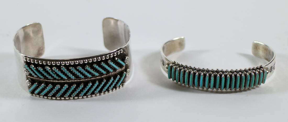 ZUNI TURQUOISE STERLING BRACELETS- WAATSA & YAZZIE (1 of 5)