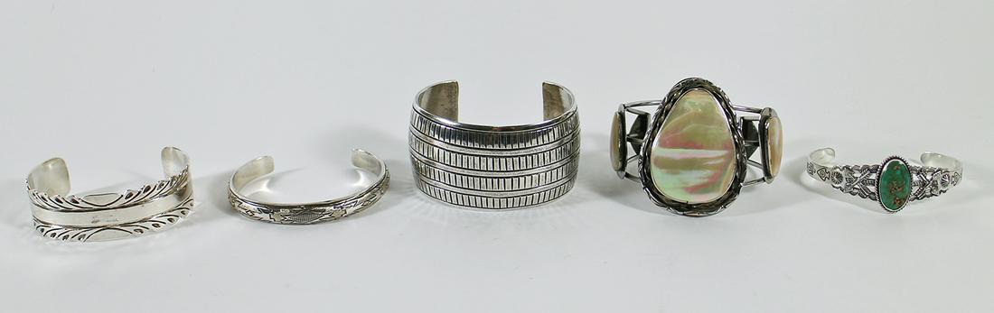 (5) NATIVE AMERICAN STERLING SILVER BRACELETS (1 of 4)