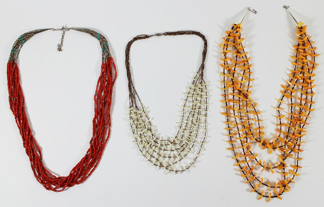 NATIVE AMERICAN CORAL TURQUOISE SHELL NECKLACES (1 of 3)