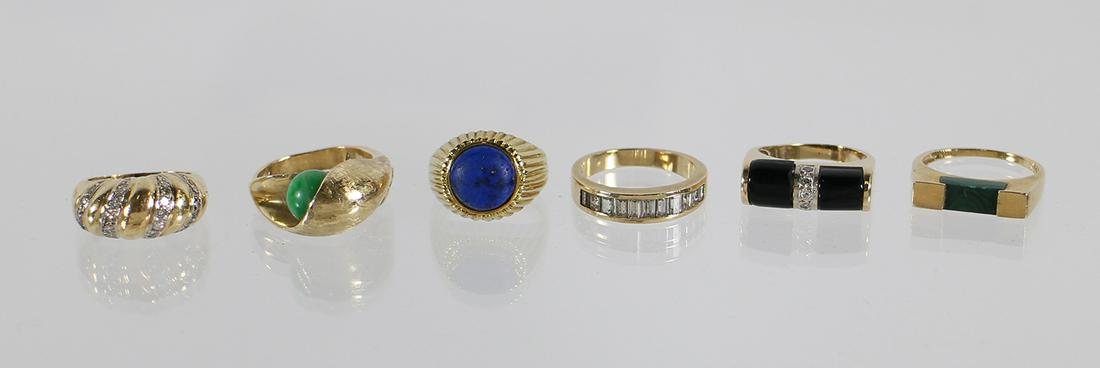 (6) 14KT GOLD DIAMOND AND GEMSTONE RINGS (1 of 4)