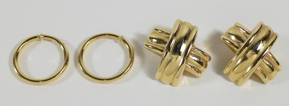 (2 PAIRS) 14KT YELLOW GOLD EARRINGS (1 of 4)