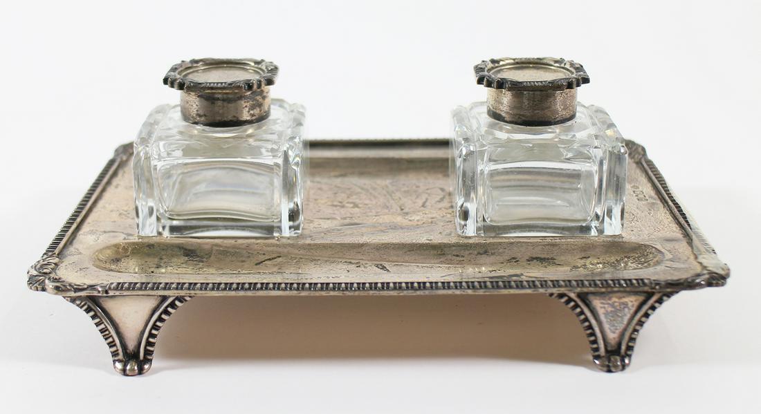 ENGLISH STERLING SILVER INKWELL SET (1 of 6)
