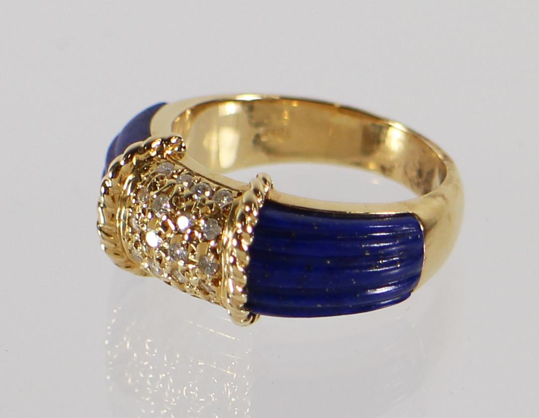 18KT LAPIS LAZULI & DIAMOND RING (1 of 3)