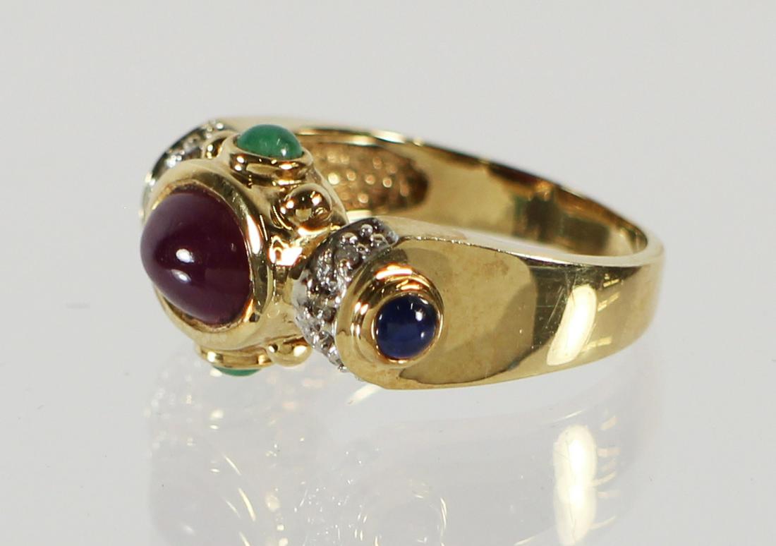 14K CABOCHON RUBY & GEMSTONE RING (1 of 4)