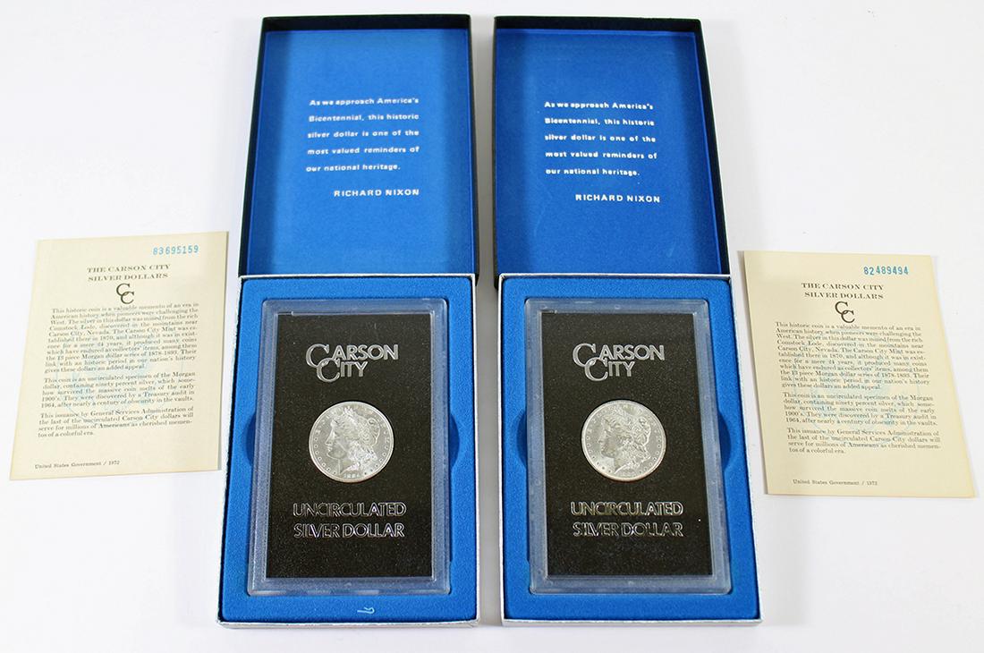 UNCIRCULATED 1884 & 1882 CARSON CITY SILVER DOLLAR (1 of 2)